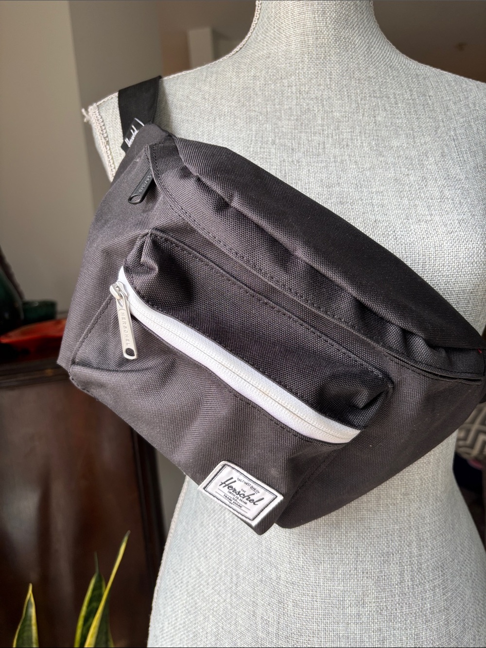 Herschel Supply Co. Black Waist Bag with White Zipper Accent